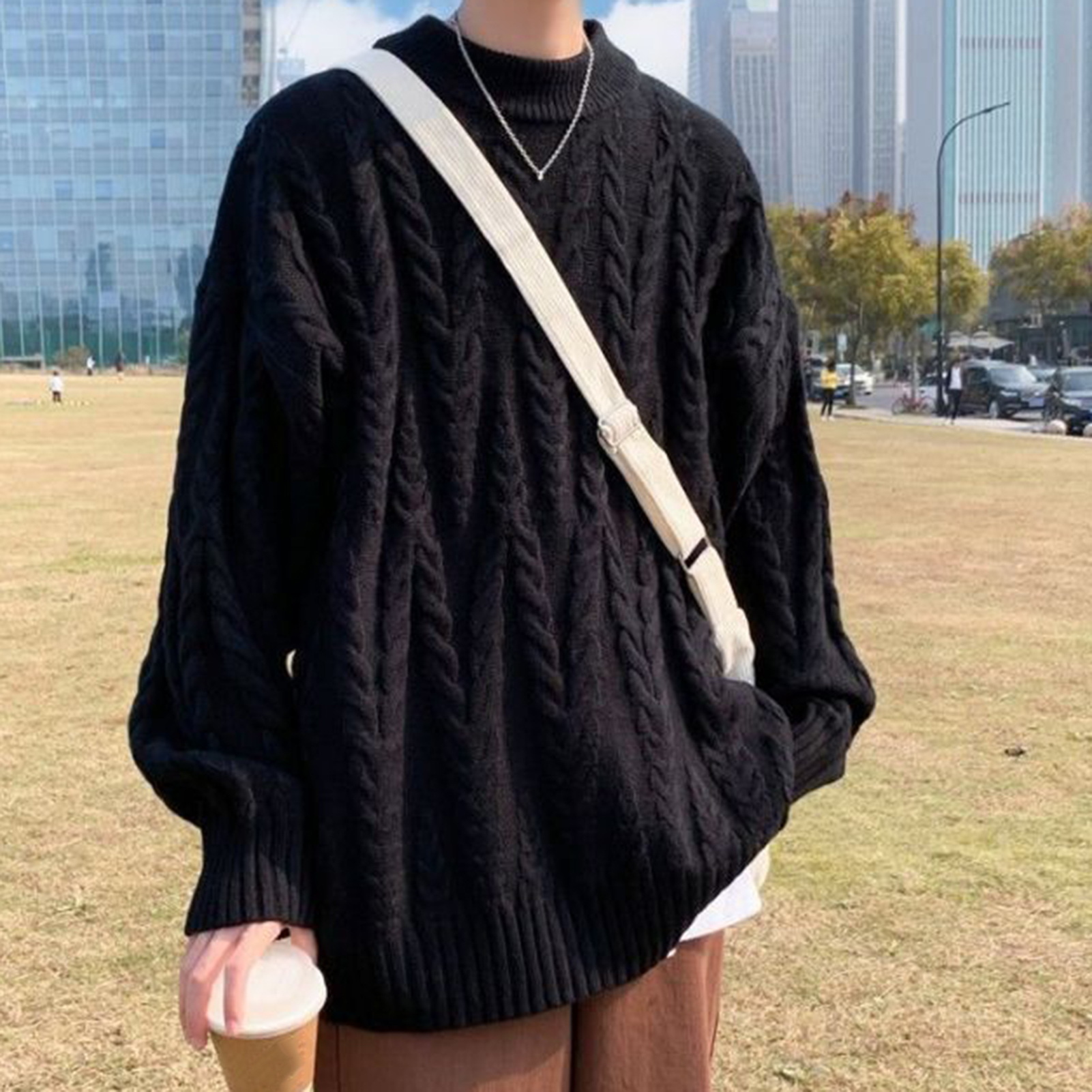 Tina Cozy Winterpullover Herren Langarmpullover Herren Winterpullover Loose Fit Strickpullover für Modebegeisterte366_voghion.com