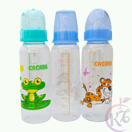 Combo Bộ 3 bình sữa nhựa cổ thường 250ml Cacara - bình sữa cổ hẹp an toàn cho bé