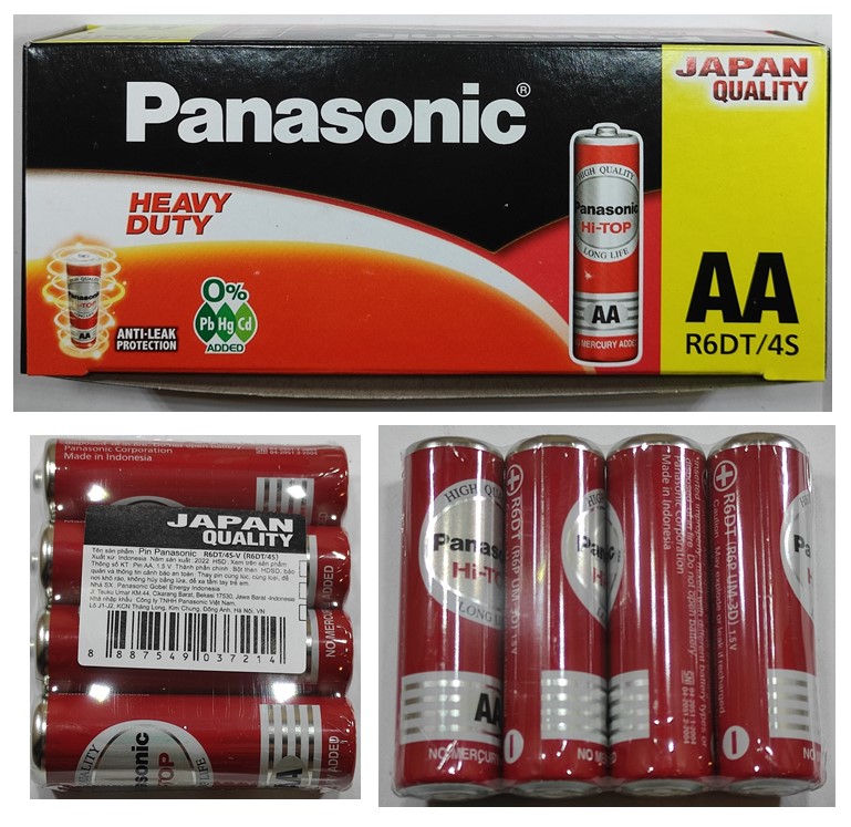 Pin Chính Hãng - 1 Vỉ 4 Viên Pin AA , 2A Panasonic đỏ R6DT-4S