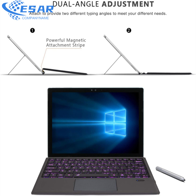 Ft-1089d Wireless Bluetooth-compatible Keyboard With Touchpad Backlit Compatible For Microsoft Surface Pro 3 4 5 6 7
