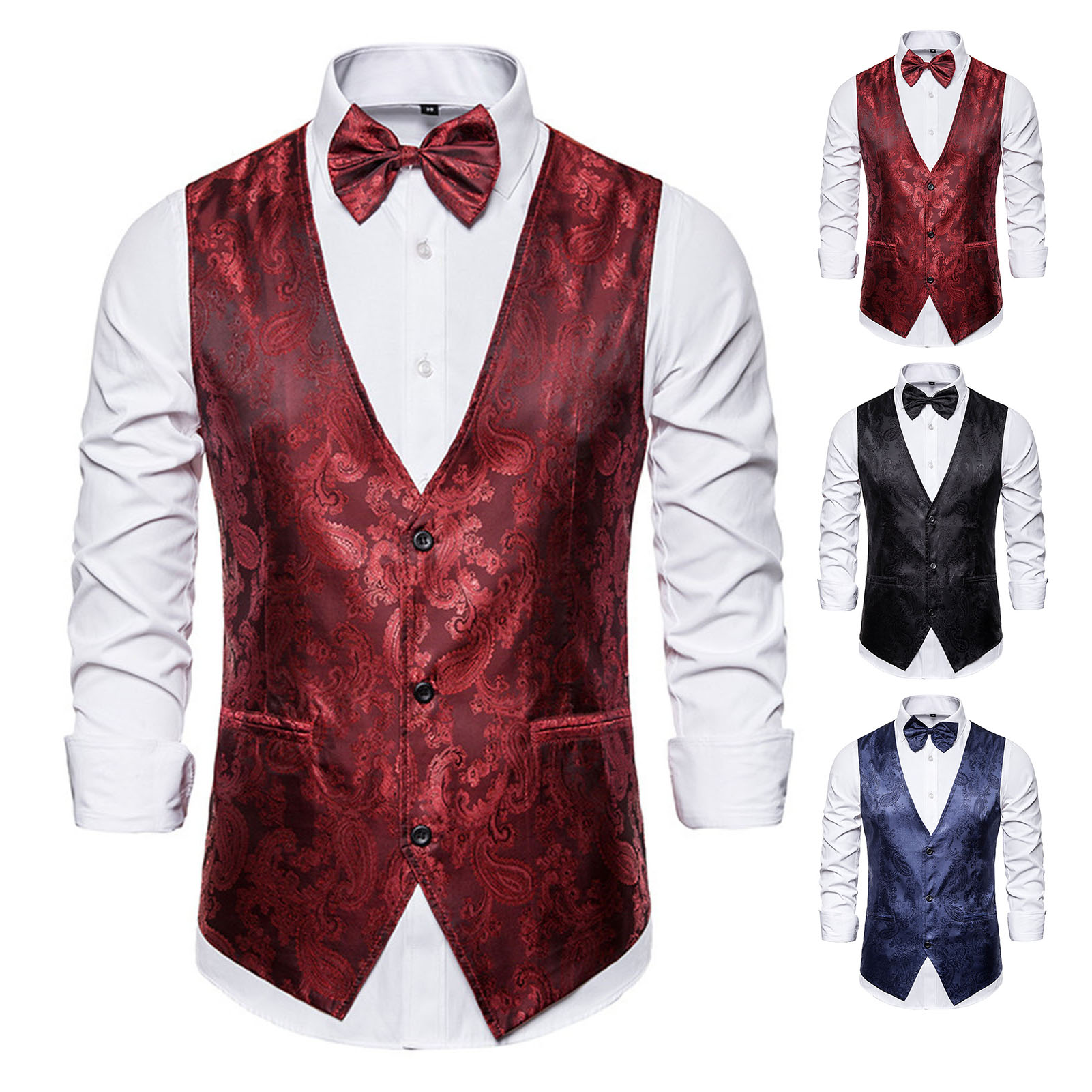 Nuoyi Men Suit Vest Formal Suit Vest Men s Vintage Print Suit Vest Perfect