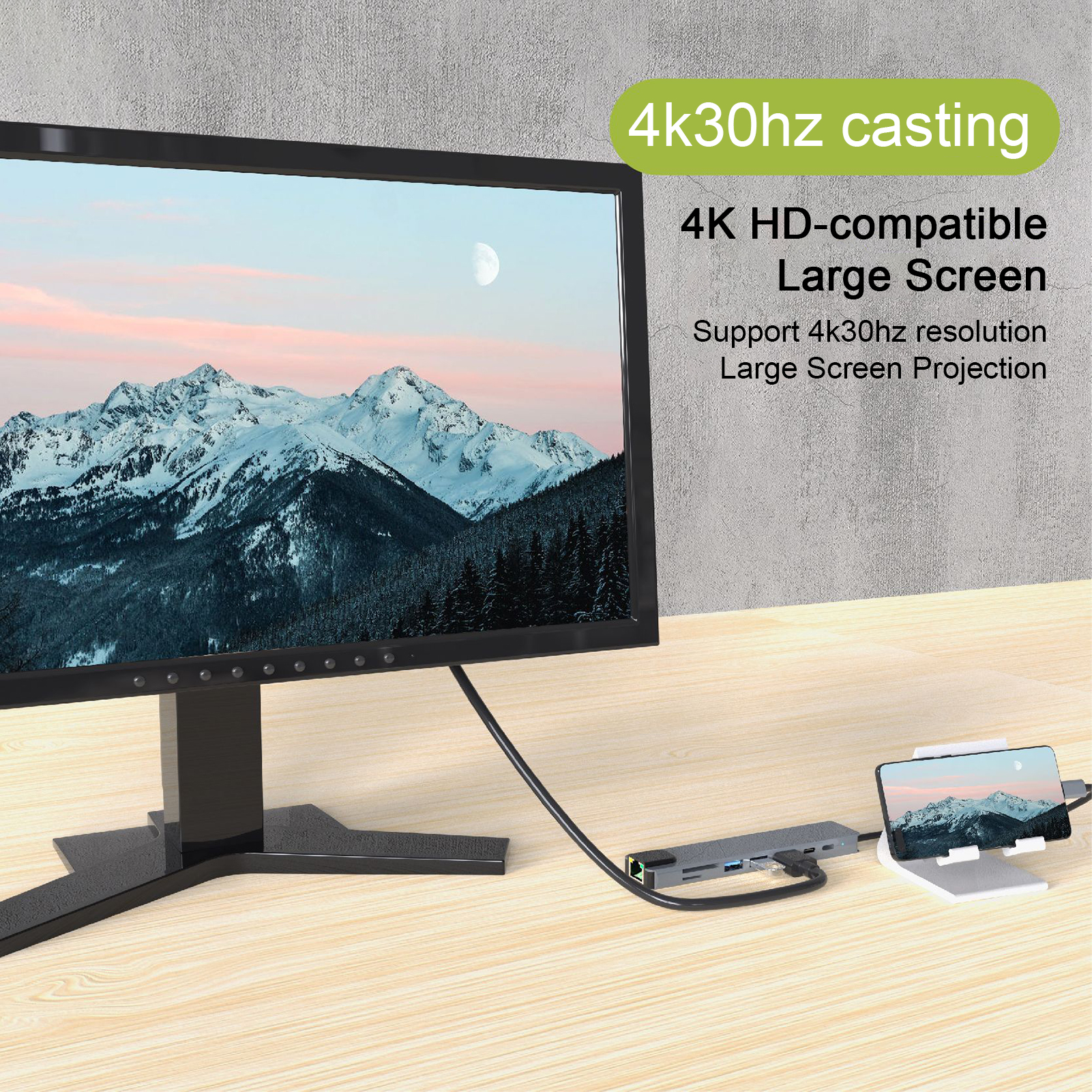 Anxinshui Docking Hub Ethernet Adapter 8-in-1 Usb Type-c Docking Station with Ethernet Card Reader High-speed Data Transfer Hub less Than