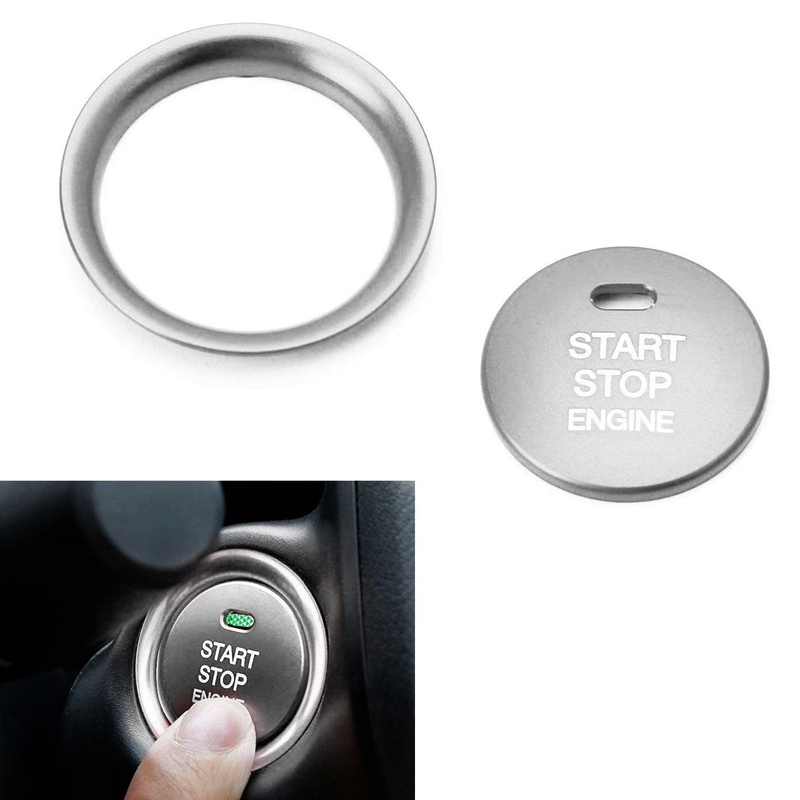 2Pc Set Silver Aluminum Keyless Engine Push Start Button & Surrounding Decoration Ring for Mazda 3 6 CX-3 CX-5 CX-9 MX-5 W