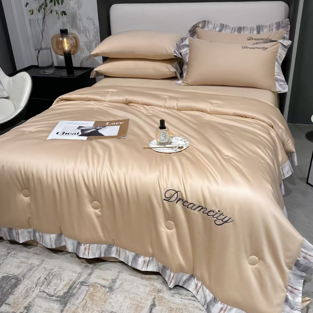 Bộ chăn ga gối phi lụa chăn hè dreamcity