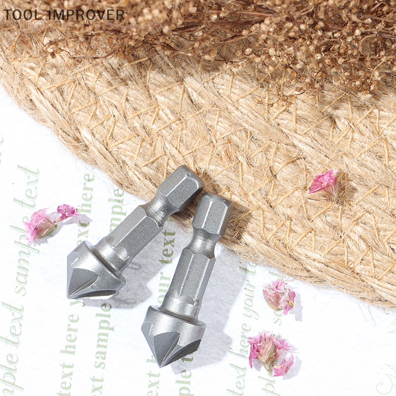TOOL IMPROVER 6 Flute Countersink Drill Bit Chamfer Cutting Woodworking Tool hexagon handle
