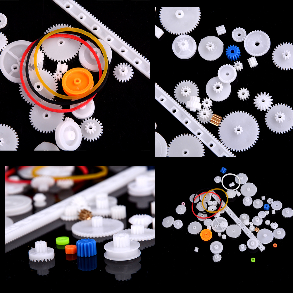 60 pcs Plastic Gear Set DIY Rack Pulley Belt Worm Single Double Gears. 