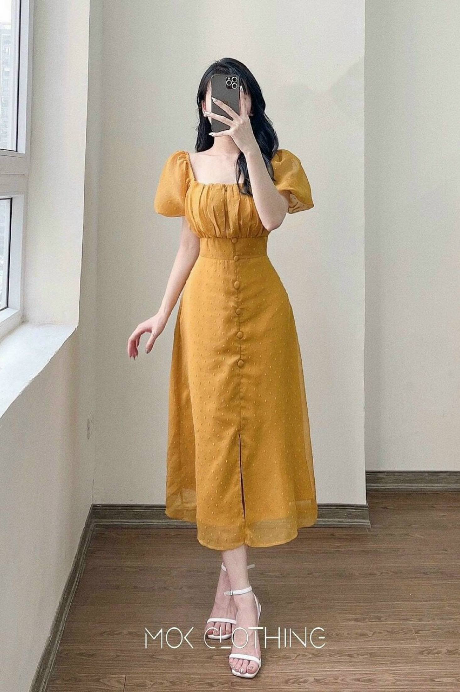 đầm voan đũi tay ngắn bồng dáng xòe siêu xinh nha khách DM22 (SHOP V10)