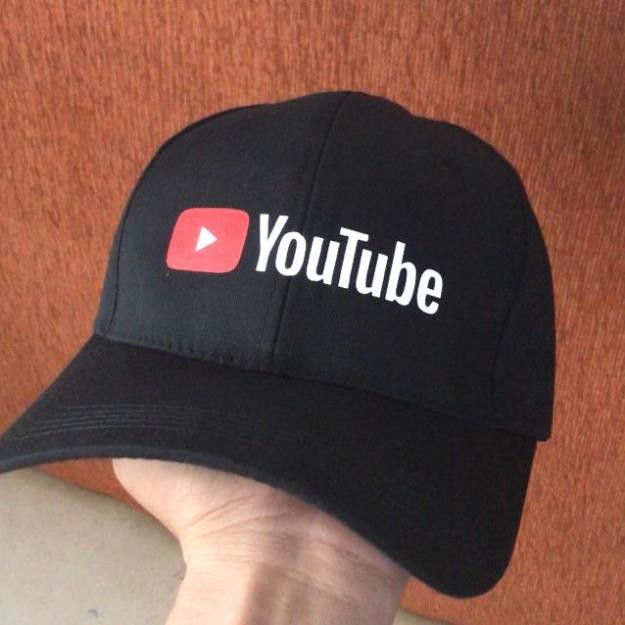 Mũ nón in logo youtube có 2 màu nón đen trắng