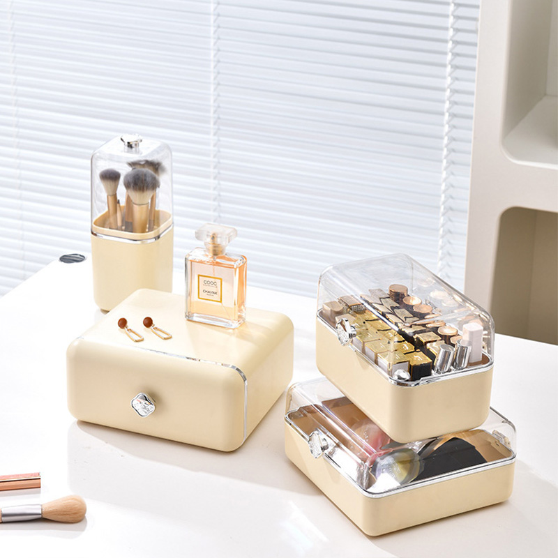 NFA Light luxury desktop cosmetics dustproof storage box Drawer type plastic storage jewelry box Student dormitory storage rack