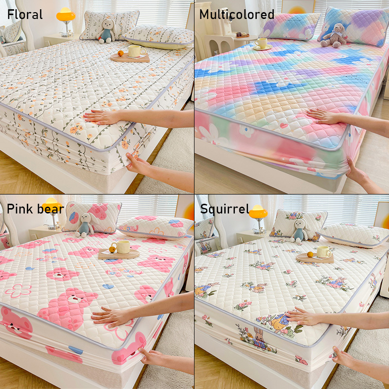Cotton-padded bedspread A-type thick sanded bedspread Household double-washed cotton mattress protective cover