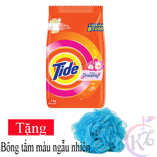 Bột giặt Tide hương Downy gói 5kg Tặng 1 bông tắm màu ngẫu nhiên - giặt sạch quần áo trắng đột phá