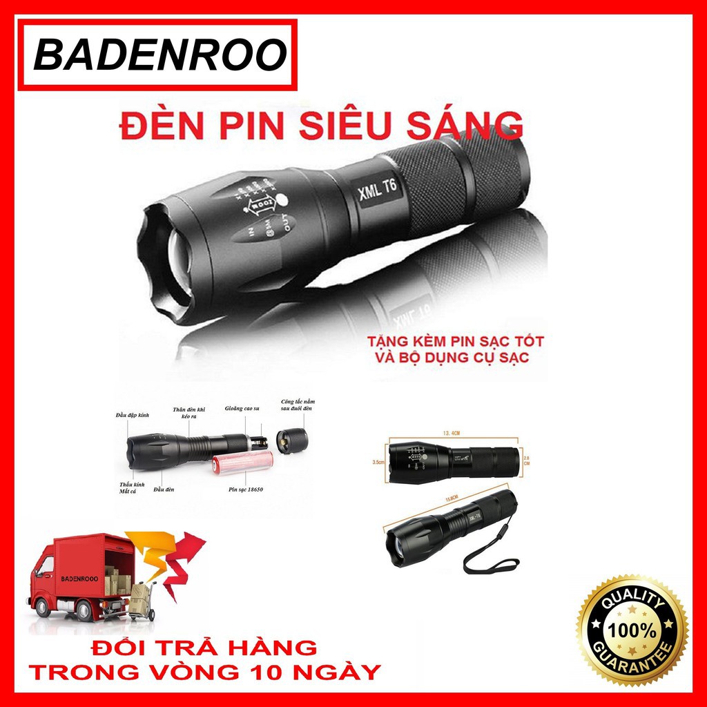 Đèn pin siêu sáng ultrafire xmlt6 mẫu mới 2021 đen pin siêu sáng giá siêu tốt..