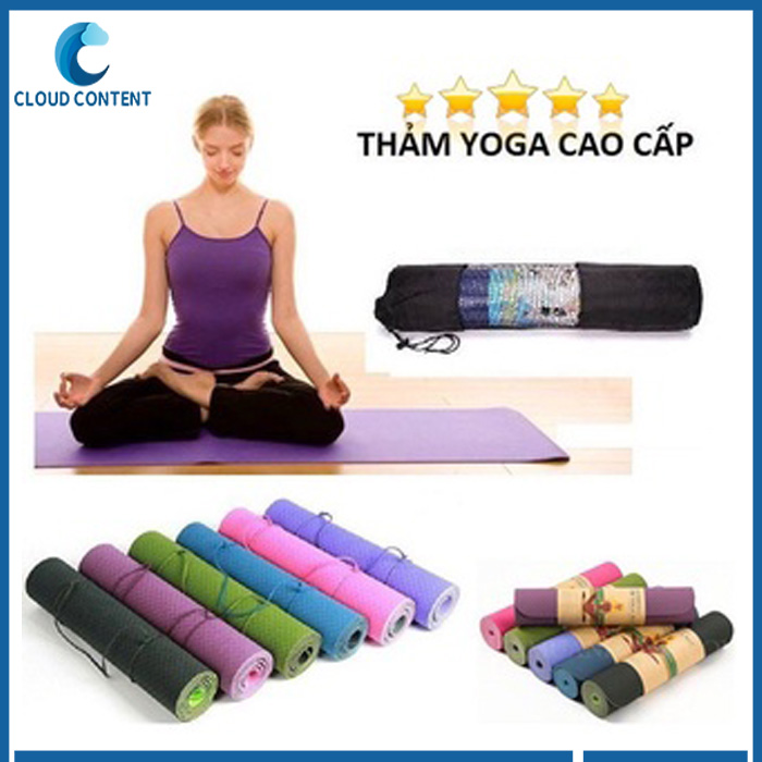 Thảm tập yoga - tấm thảm tập yoga - gym tpe chống trượt ngã loại cao cấp 2 lớp