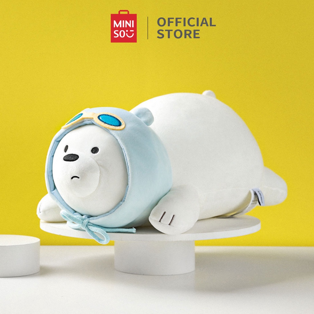 Miniso đồ chơi nhồi bông hình chú gấu nằm trong we bare bears 38x21cm