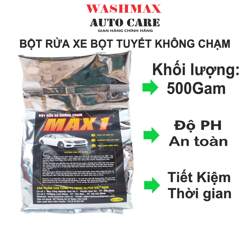 Bột rửa xe bọt tuyết không chạm WASHMAX Max1 gói 500gam