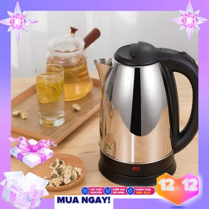 Bình đun nước siêu tốc dung tích cực lớn 1.8l ,đun sôi siêu nhanh,ấm siêu tốc inox 1,8 lít - tự động ngắt điện khi sôi rất an toàn