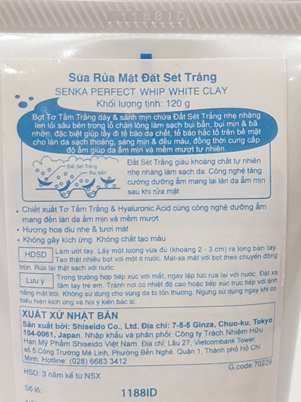 Sữa Rửa Mặt Đất Sét Trắng SENKA Perfect White Clay 120g