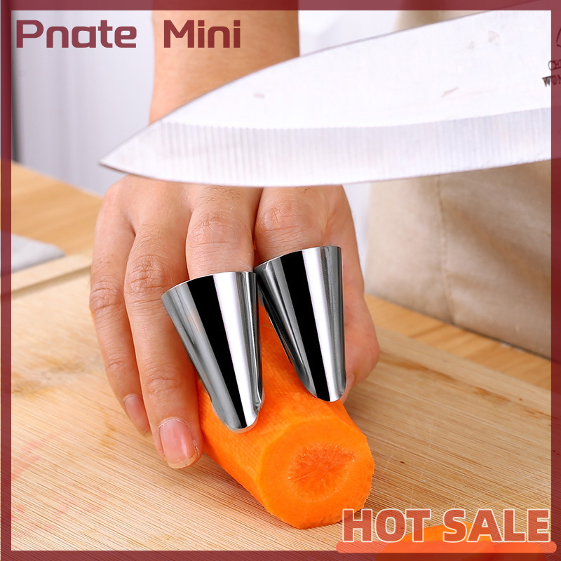 Pnate 2Pcs Stainless Steel Finger Protector Fruit Beans Garlic Peeler Vegetable Nuts Peeling Finger Guard Kitchen Cutting Tools