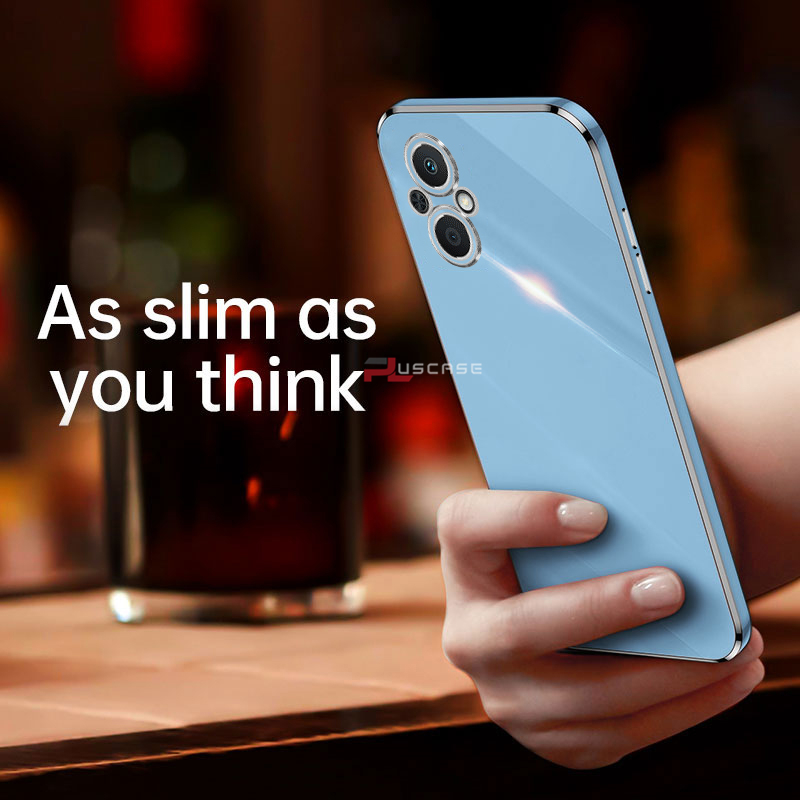 PlusCase for OPPO Reno7 Z 5G Reno8 Z 5G 6D Plating Soft Case Lens Protector Square Frame Silicone Glossy Shockproof Phone Back Cover