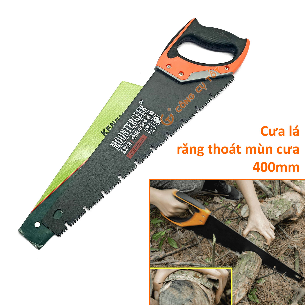 Cưa lá - cưa cắt cành cầm tay răng thoát mùn thép mangan MN65