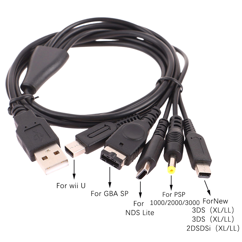 1.2M Cable Fast Charging Cable 5 In 1 USB Game Charger Cord Wire For New 3DS XL NDS Lite NDSI LL Wi I U GBA PSP XUANTING.