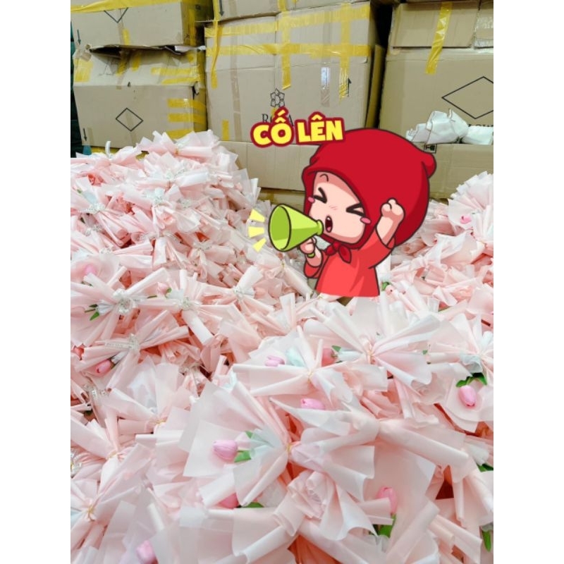 Hoa sáp quà tặng kèm túi và thiệp 