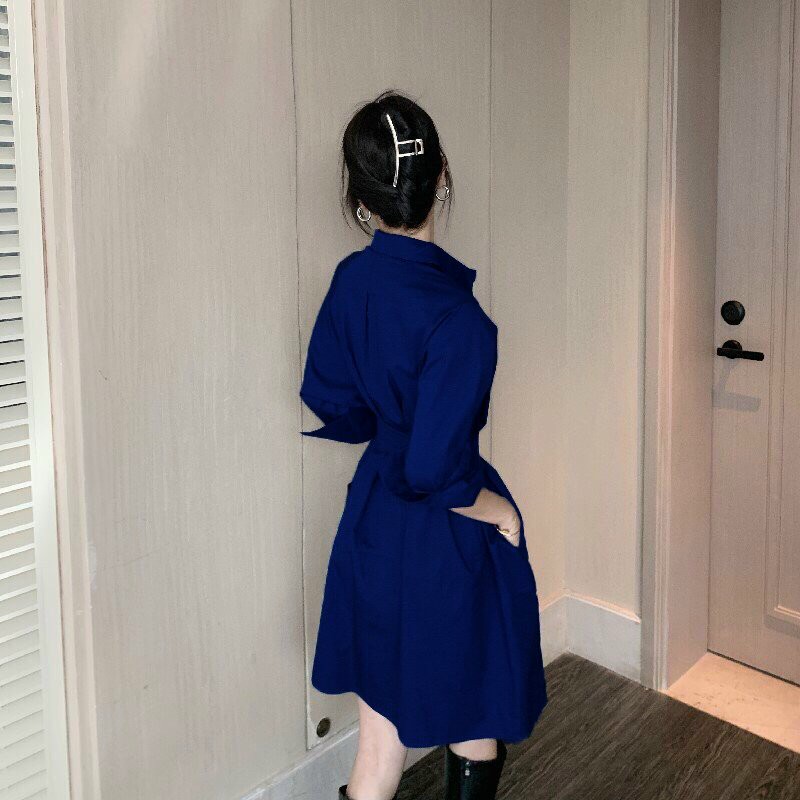 ĐẦM SƠ MI SUÔNG RỘNG CỘT EO