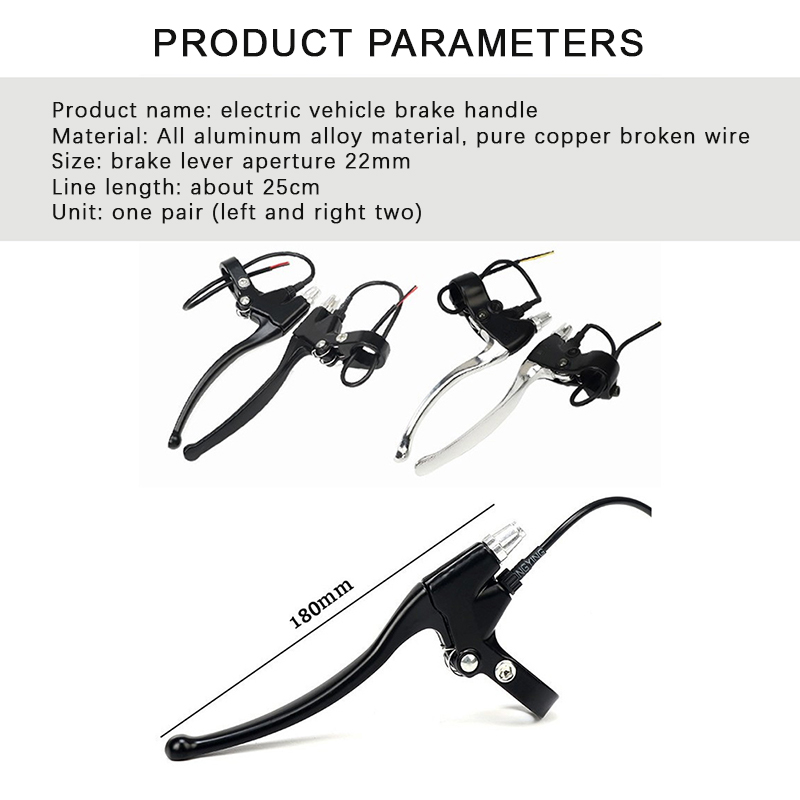 1 pair E-bike Brake Lever Cut-off Power Switch Universal Electric Vehicle Bicycle E-scooter Replace Spare Set Kit Lock Function.