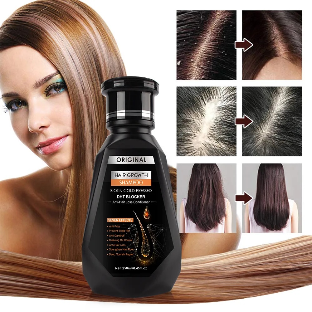 Hair Growth Essential Biotin Cold-Pressed Dht Blocker And Hair Growth Shampoo Anti-Hair Loss Conditioner.