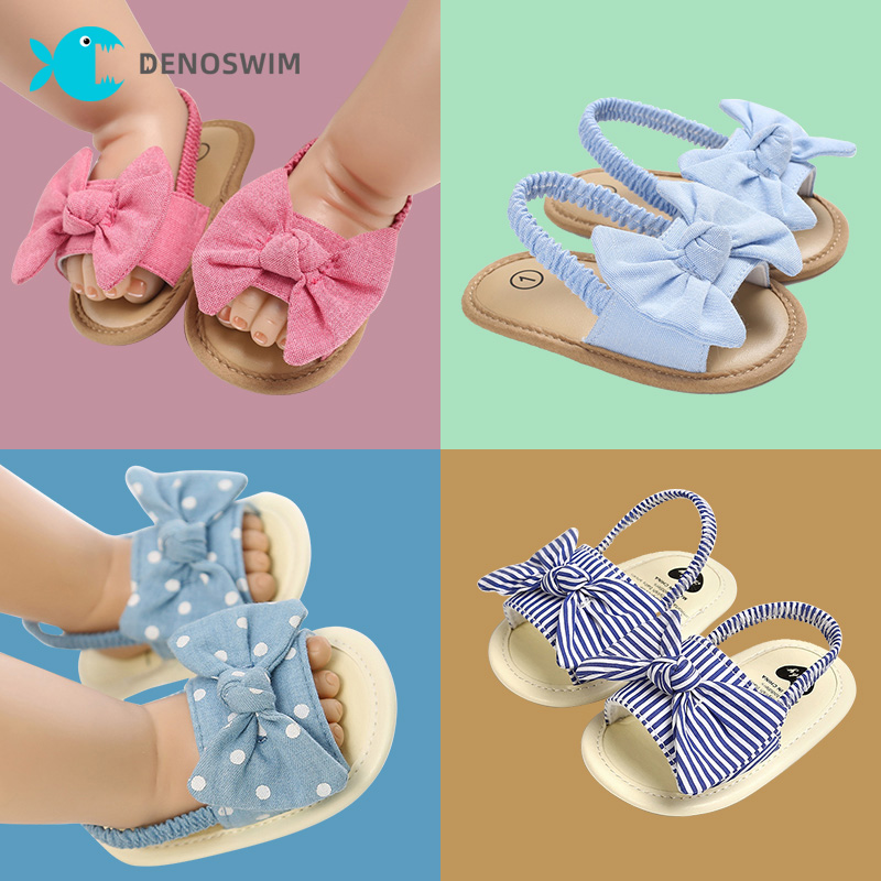 Denoswim 0-18 Tháng Dễ Thương Bé Cô Gái Dép Vải Cung Sơ Sinh Trẻ Em Giày