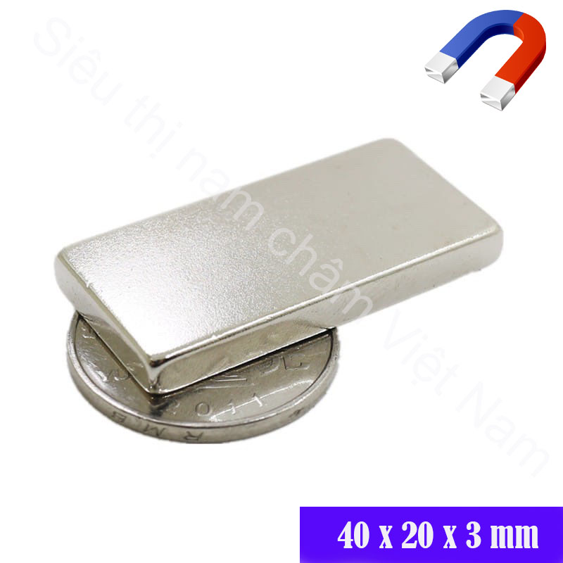 Nam châm đất hiếm kích thước 40x20x3mm
