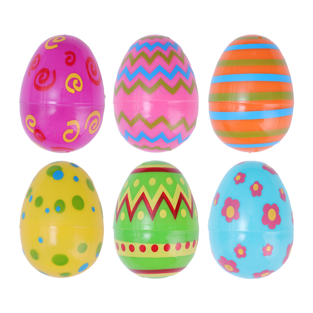 6/18PCS Easter Cute Cartoon Colorful Eggshell Gift Storage Box Easter Festival Party Children's Candy Snack Packaging Box Colored Eggs Decoration