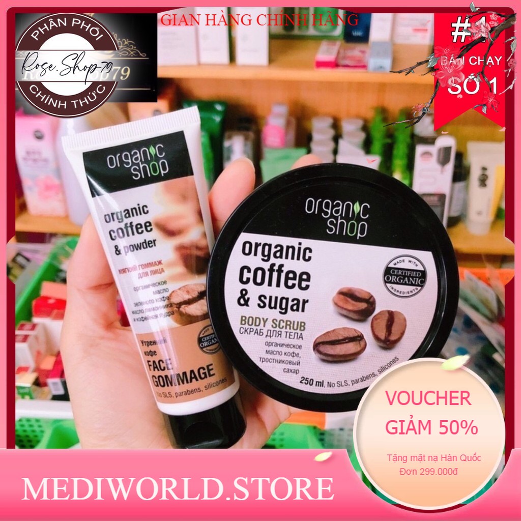Tẩy da chết Organic cà phê Nga - Chính Hãng