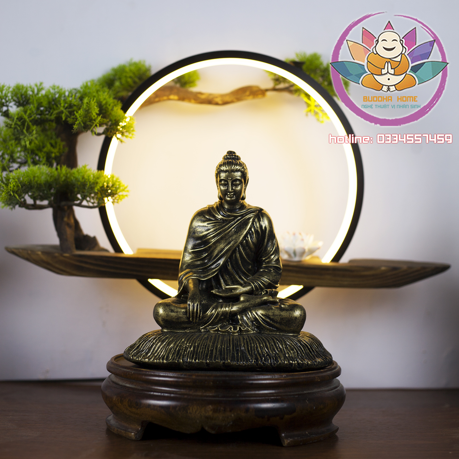 Tôn Tượng Bổn Sư 21 CM phong thủy, trang trí nhà cửa, bàn trà, hồ thủy sinh, tiểu cảnh, bán cạn, terrarium