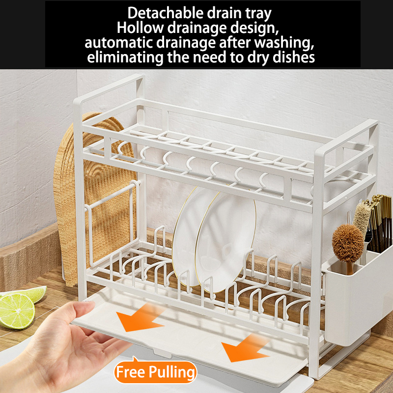 Multifunctional drain bowl rack kitchen storage rack table multi-layer storage rack plate rack save space steel