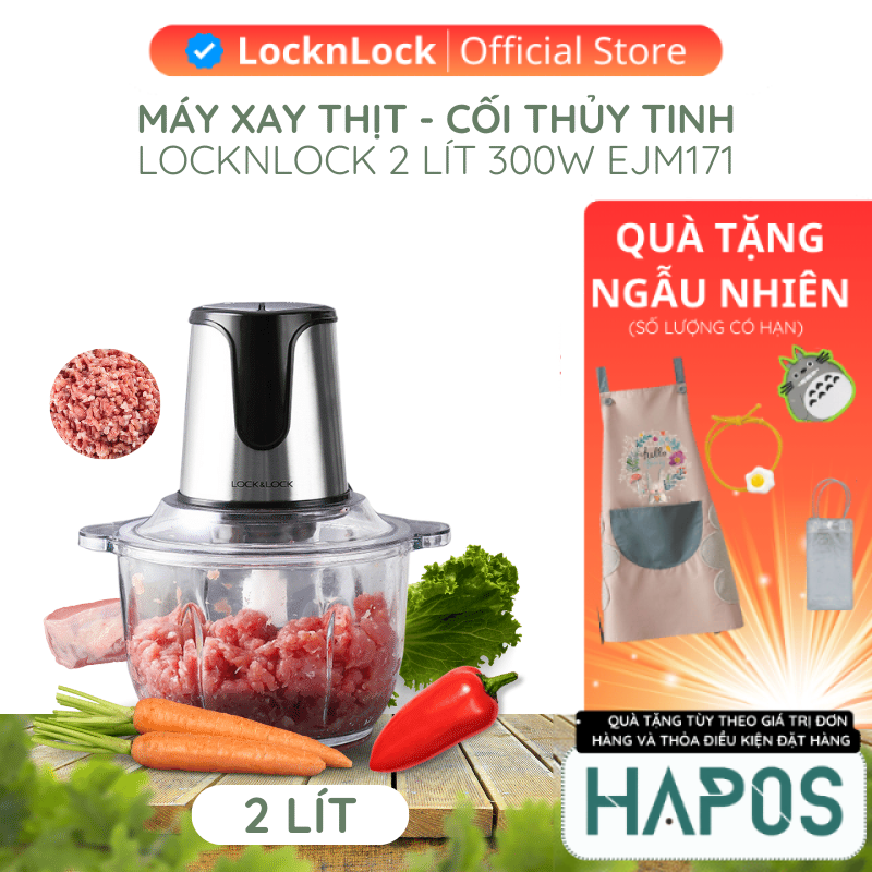 Máy xay thịt LocknLock 2L lưỡi dao sắc kèm 2 cấp độ xay Lock&Lock EJM171 - HAPOS