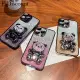 New Phone case Realme C71 C75 C75X Back cover with Gradient 3D Bear Folding Stand Bracket Luxury Slim 6D Plating Glitter Girls For Realme C75 C75X C71 case. 