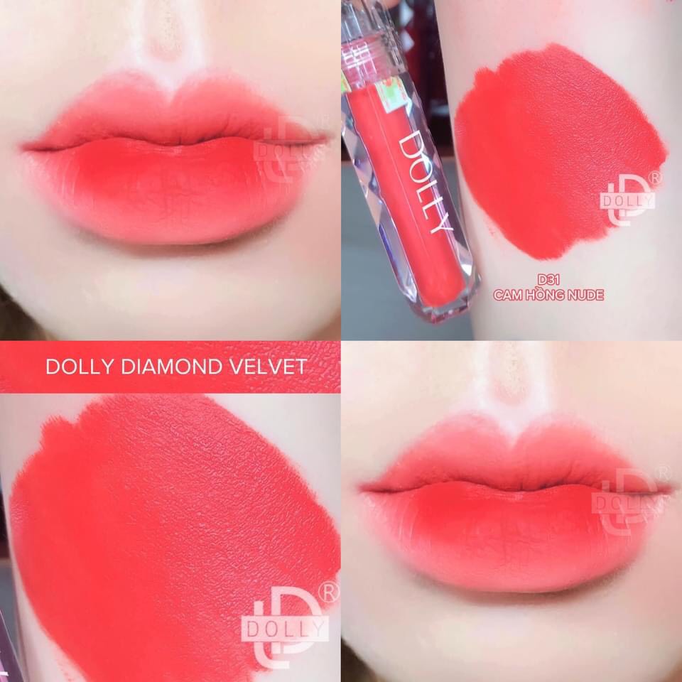 Son kem lì siêu mịn môi DOLLY DIAMOND [Màu Cam hồng nude]