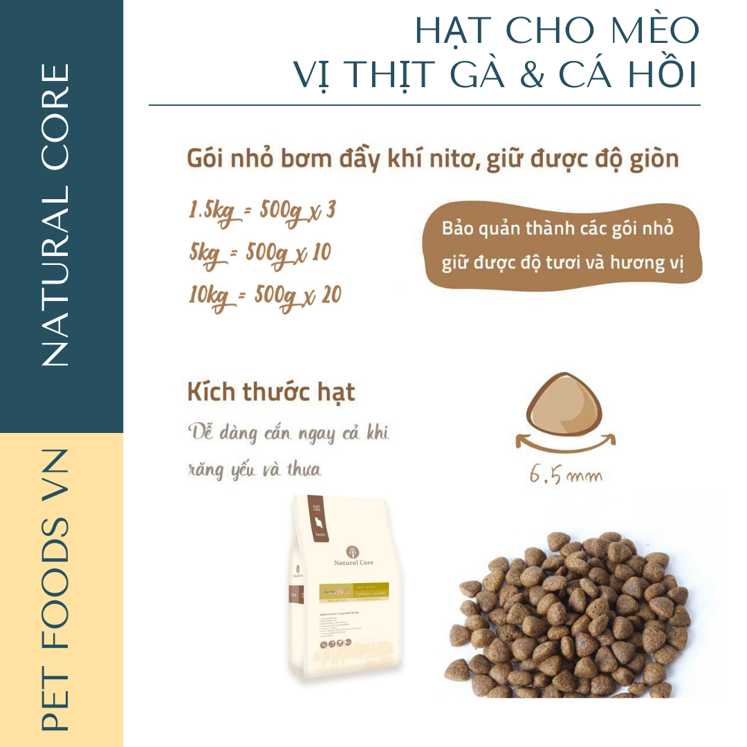 Hạt cho mèo NATURAL CORE CAT C3 Bene 3012 vị Thịt Gà & Cá Hồi