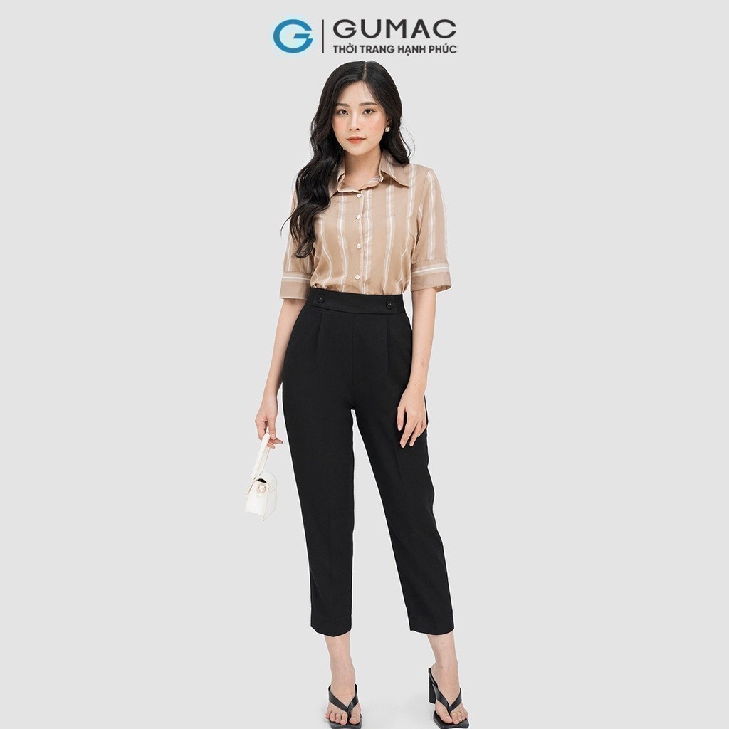 [25 - 29.5 |Voucher 8-12%] Quần tây baggy nữ phối nút GUMAC QD04013