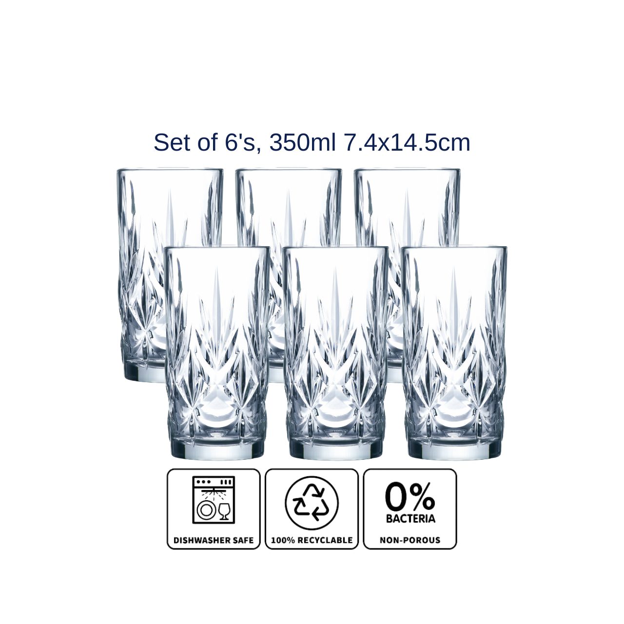 Luminarc Annecy Highball/Old Fashioned Glass, Set of 6's [Cocktail/Rock