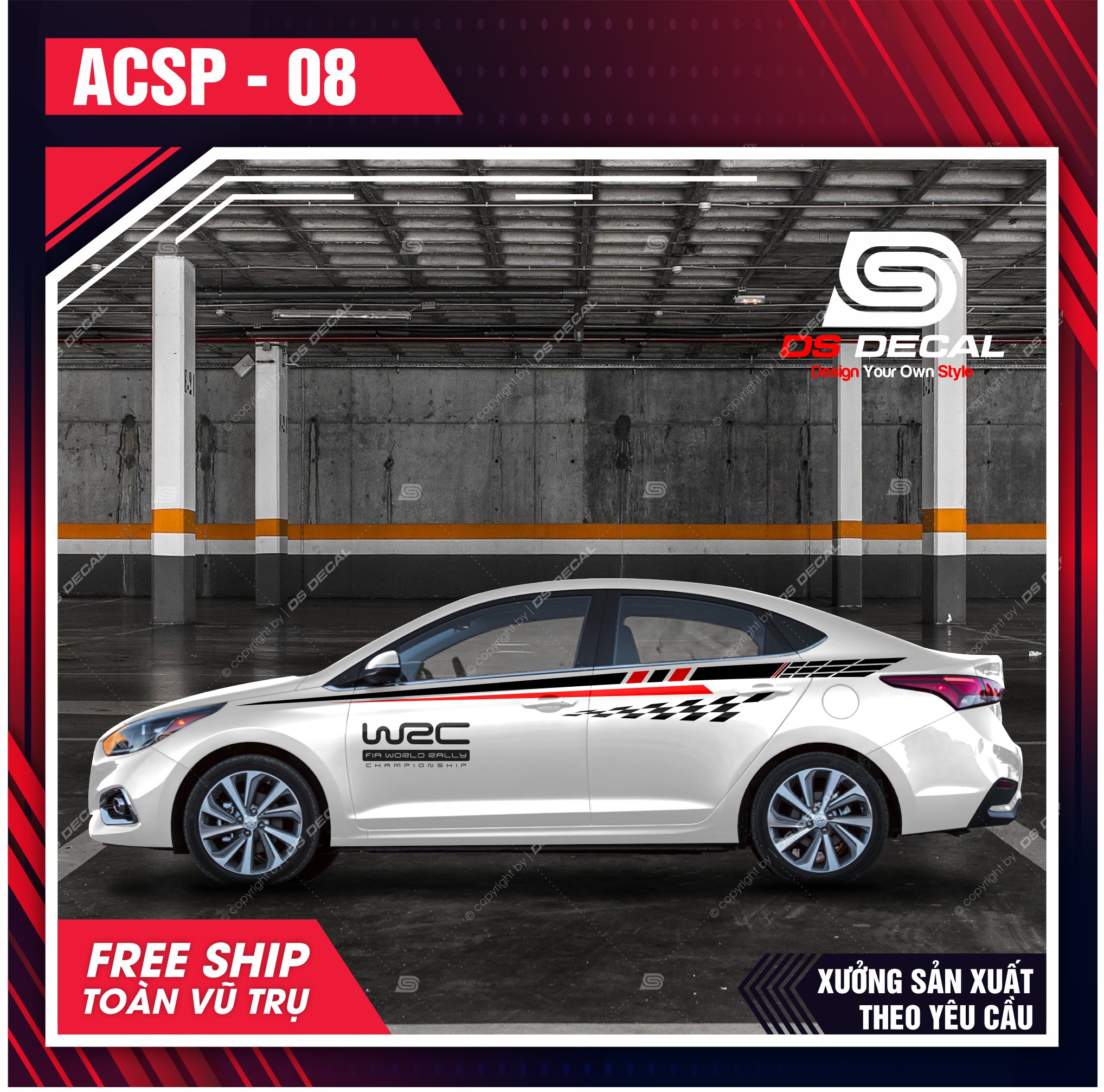 TOP 8 tem dán xe Hyundai Accent, decal dán sườn xe DS Decal