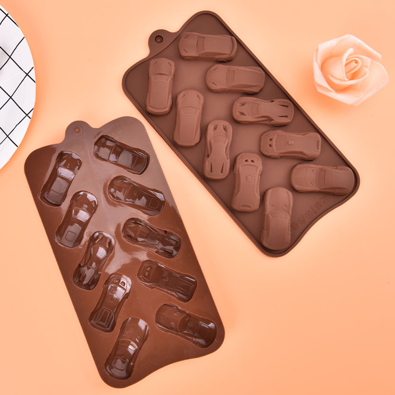 HE🔥 New Chocolate Molds Silicone Cake Mold 10 Cavity Car Shape Wedding Candy Baking