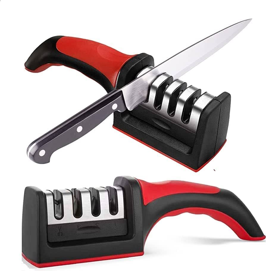 4 in 1 Multi Knife Sharpener with Scissor Slot Kitchen Use | Bazar Offer.
