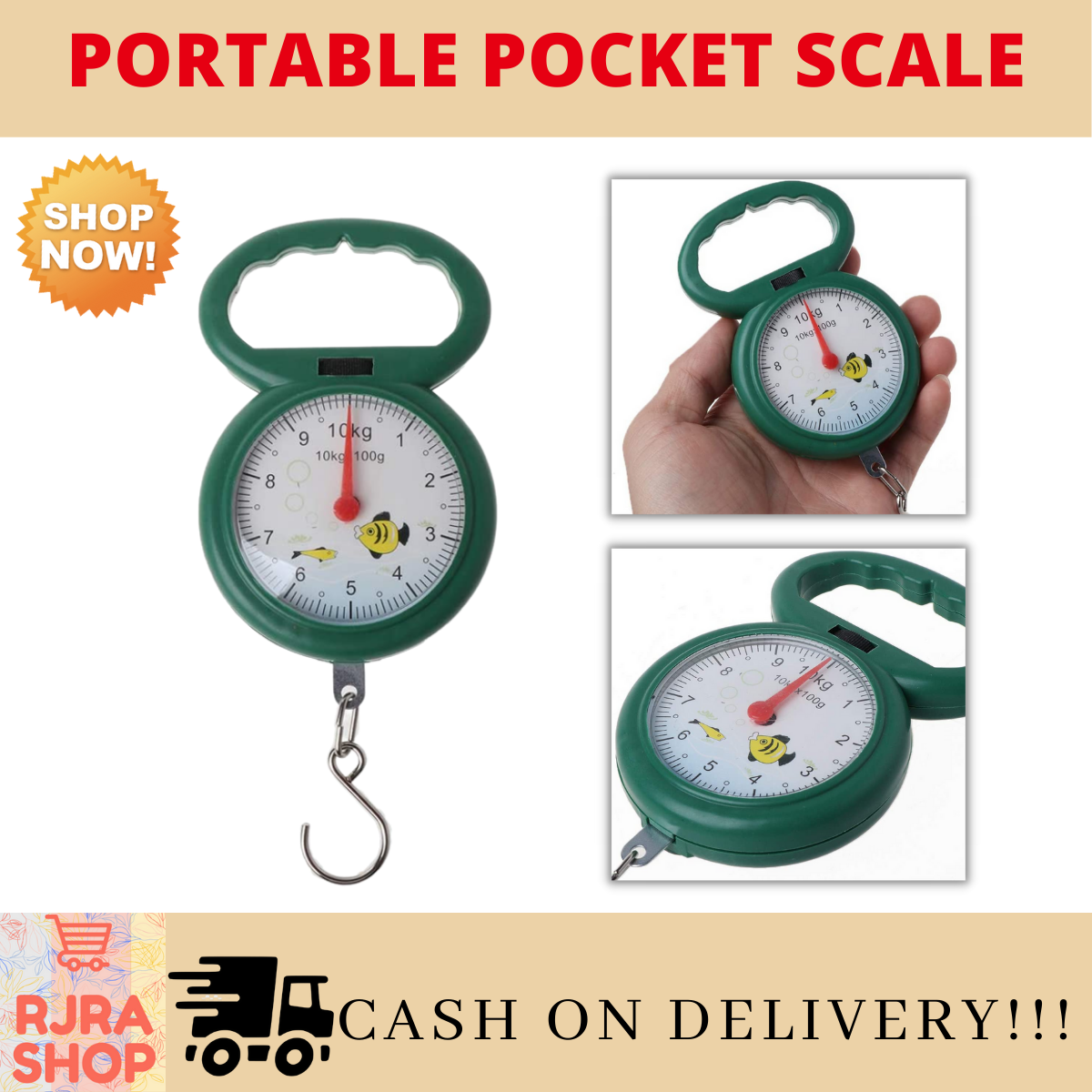 10kg Weighing Portable Numeral Pointer Spring Balance Hanging Scale 