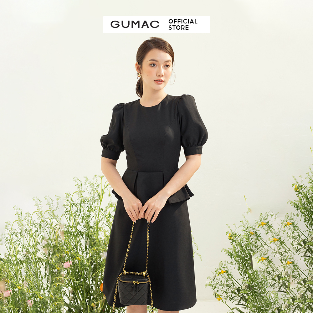 Đầm dáng ôm GUMAC DC03064 eo phối bèo
