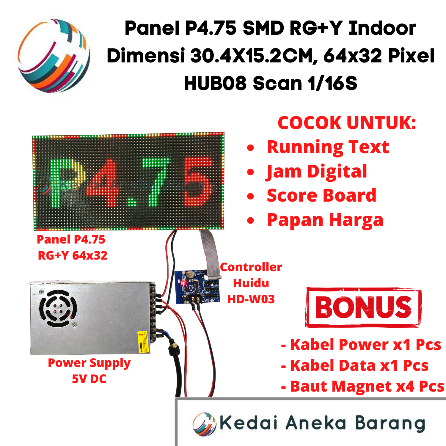 Panel Module Modul LED P4.75 F3.75 64x32 SMD RGY RG Y RG+Y Indoor Dual ...