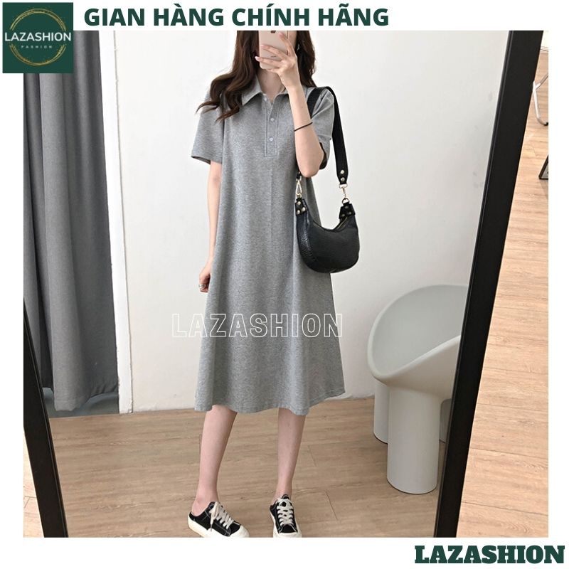 Đầm polo cổ đức dáng suông 2 mầu kiểu dáng hàn quốc -váy cổ đức dáng rộng ,đầm thể thao ulzzang chất cottong co giãn mặc mát mùa hè -LAZASHION