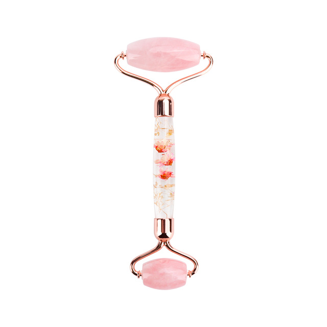 DECINIEE 100% Natural Stone Face Massage Roller Rose Quartz Natural Jade Stone Face Lifting Massage Roller Slimming Thin Face Chin Beauty Skin Care