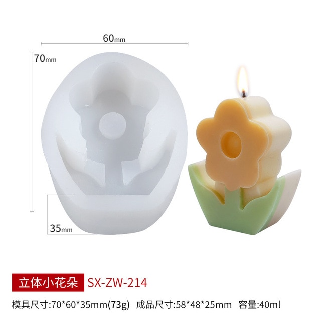 Valentines Day Candle Molds DIY 3D Rose Relief Cylinder Round Ball Shape  Silicone Wax Mould for